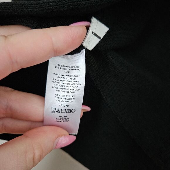 Ann Taylor Cardigan Sweater Short Business Casual Neutral Black Knit Classic - Picture 8 of 10